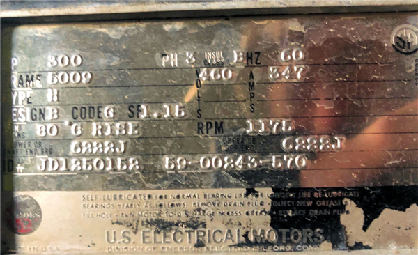 Us Motors 300 Hp Type H Motor, 1175 Rpm)